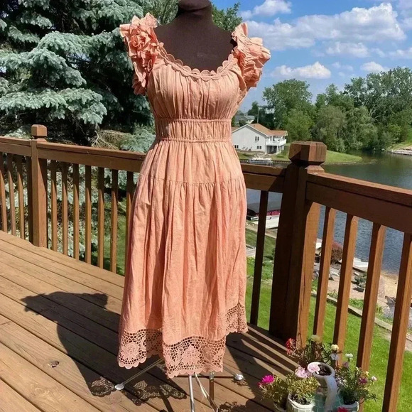 ULLA JOHNSON LINEN MIDI DRESS